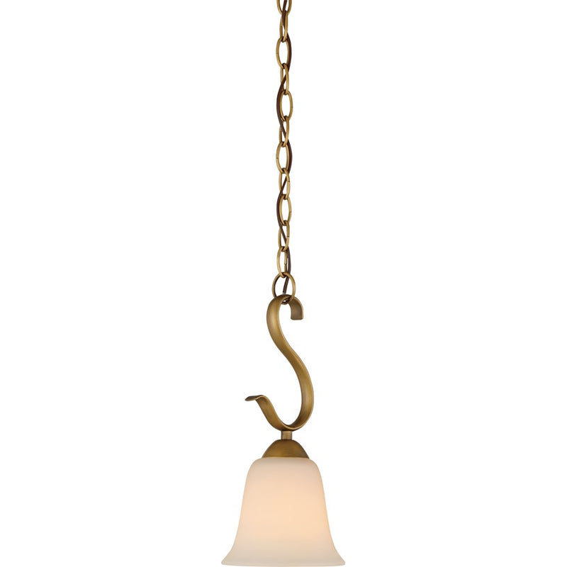 Nuvo Dillard 1-Light Mini Pendant | Traditional Natural Brass and White Glass | Kitchen Island & Dining Room | 5.875 x 13 in | Model 60-5818