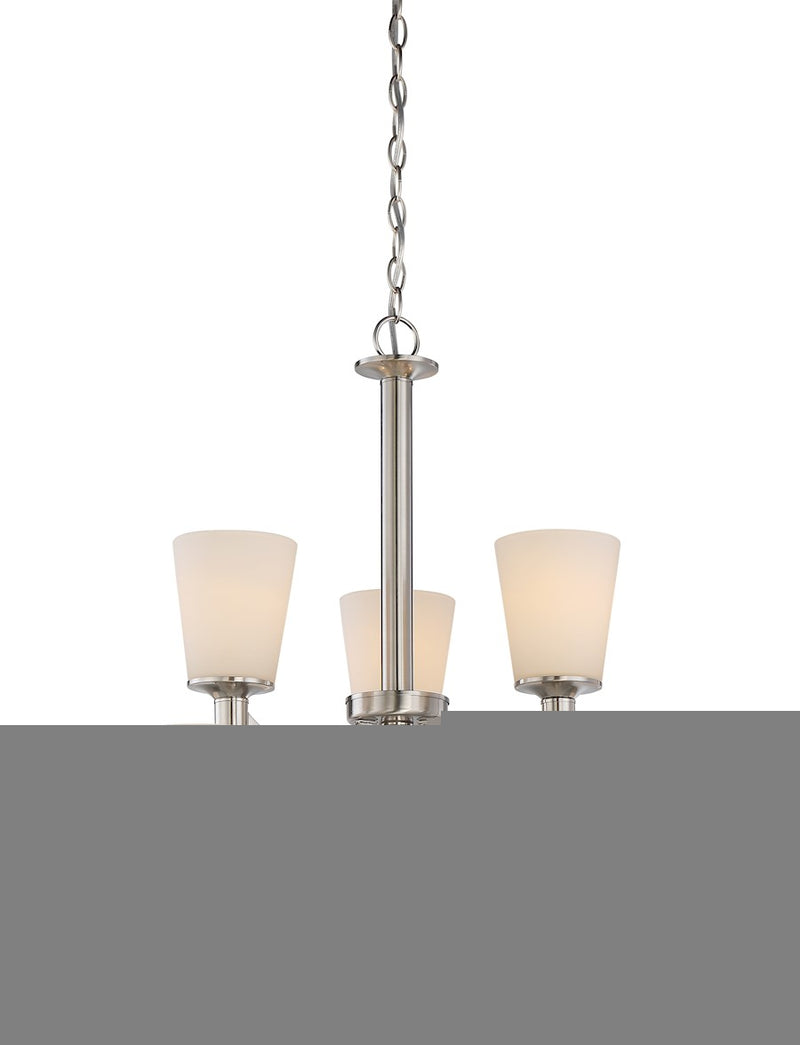Nuvo Laguna 31in 9-Light Chandelier | Traditional Brushed Nickel and White Glass | Dining Room & Living Room | 31 x 31 x 27.75 in | Model 60-5829