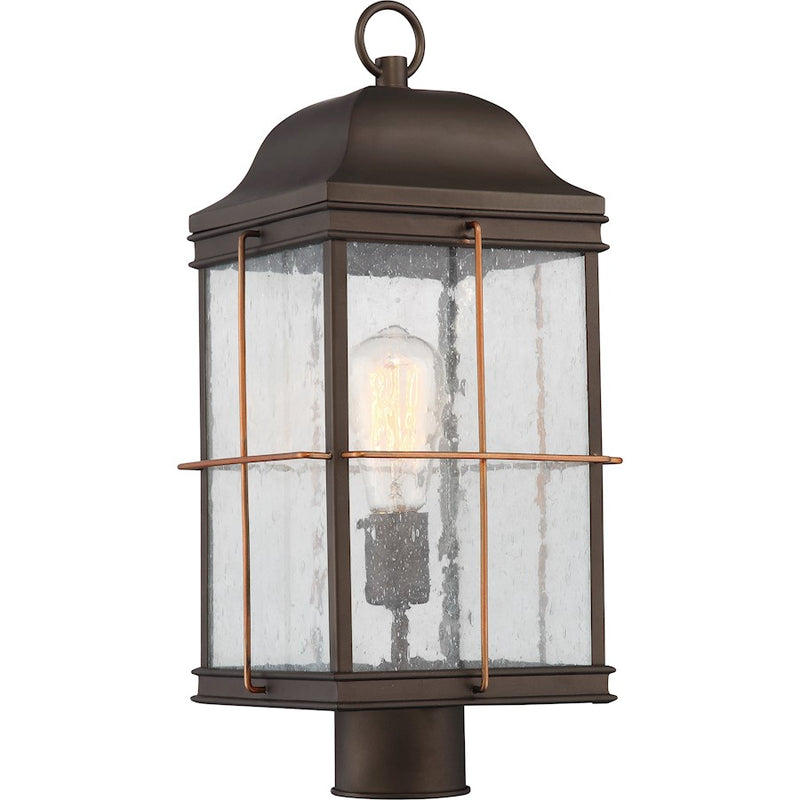 Nuvo Lighting Howell 9in 1-Light Outdoor Post Light | Traditional Bronze with Copper Accents | Entryway & Garden Path | 9 x 9 x 19 in | Model 60-5835