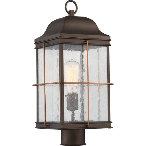 Nuvo Lighting Howell 9in 1-Light Outdoor Post Light | Traditional Bronze with Copper Accents | Entryway & Garden Path | 9 x 9 x 19 in | Model 60-5835