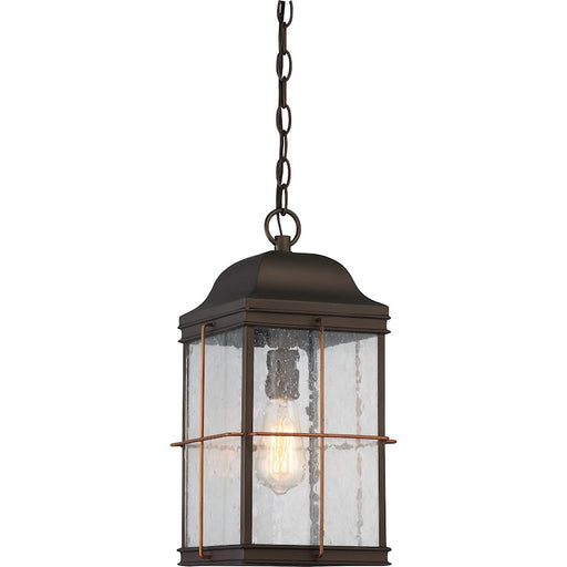 Nuvo Lighting Howell 9in 1-Light Outdoor Hanging Lantern | Rustic Bronze with Copper Accents | Covered Patios & Entryways | 9 x 9 x 17 in | Model 60-5836