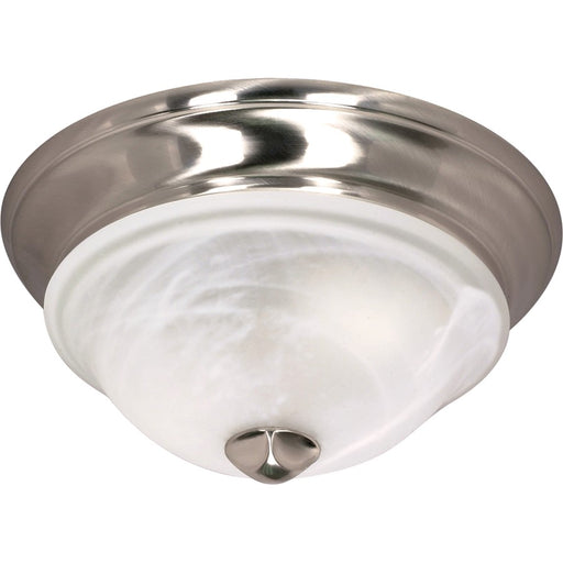 Nuvo Triumph 11in 1-Light Flush Mount | Brushed Nickel and Sculptured Alabaster Glass | Hallway & Bathroom Ceiling Light | 11 x 11 x 5.25 in | Model 60-586