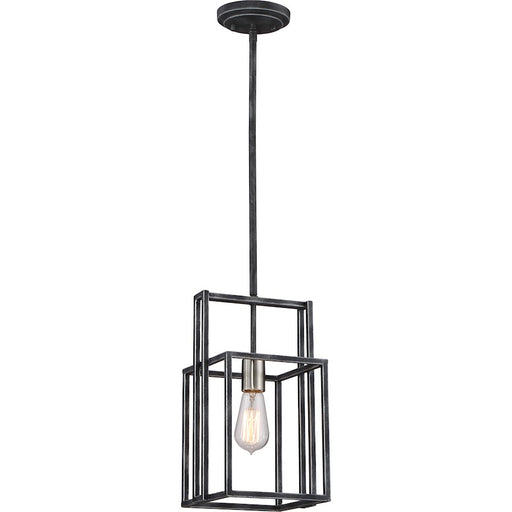 Nuvo Lighting Lake 8in 1-Light Mini Pendant | Industrial Iron Black and Brushed Nickel | Kitchen Island & Dining Room | 8 x 8 x 52 in | Model 60-5860