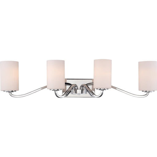 Nuvo Willow 34in 4-Light Vanity Light | Traditional Polished Nickel and White Glass | Bathroom Vanity Light | 34 x 8.25 x 8 in | Model 60-5871