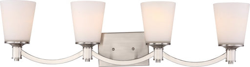 Nuvo Laguna 33in 4-Light Vanity Light | Traditional Brushed Nickel and White Glass | Bathroom Vanity | 33 x 9 x 6.5 in | Model 60-5874