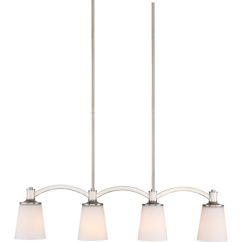 Nuvo Laguna 33in 4-Light Island Pendant | Traditional Brushed Nickel and White Glass | Kitchen Island & Dining Room | 33 x 46.125 in | Model 60-5875