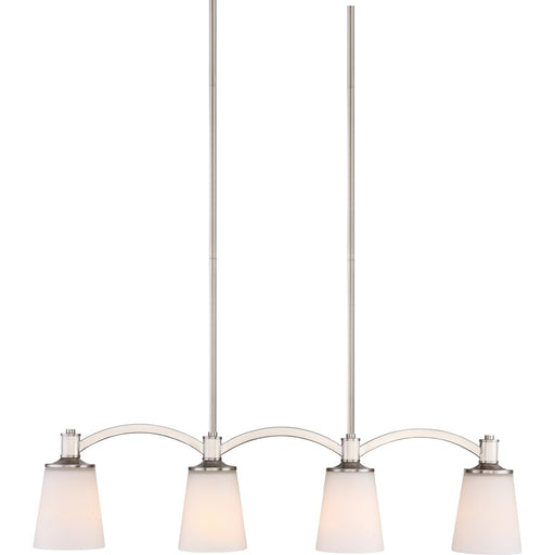 Nuvo Laguna 33in 4-Light Island Pendant | Traditional Brushed Nickel and White Glass | Kitchen Island & Dining Room | 33 x 46.125 in | Model 60-5875