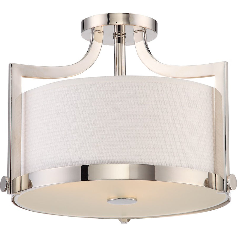Nuvo Lighting Meadow 12in 3-Light Semi Flush | Transitional Polished Nickel | Bedroom & Hallway Ceiling Light | 11.88 in H | Model 60-5883