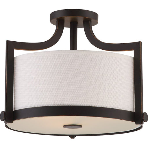 Nuvo Lighting Meadow 12in 3-Light Semi Flush | Traditional Russet Bronze | Bedroom & Hallway Accent | 11.88 in H | Model 60-5888