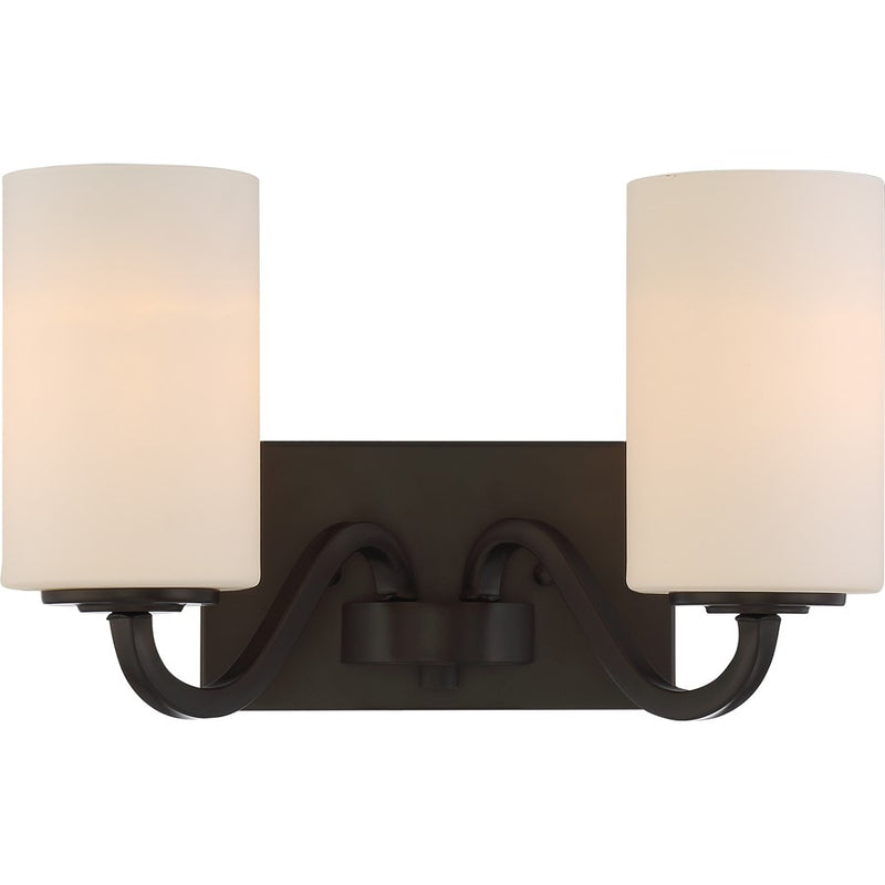 Nuvo Willow 14in 2-Light Vanity Light | Traditional Aged Bronze and White Glass | Bathroom Vanity | 8 x 14 in | Model 60-5902