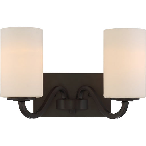 Nuvo Willow 14in 2-Light Vanity Light | Traditional Aged Bronze and White Glass | Bathroom Vanity | 8 x 14 in | Model 60-5902