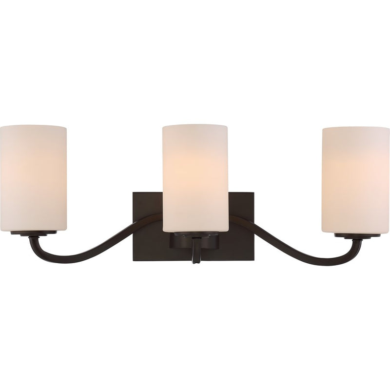 Nuvo Willow 23in 3-Light Vanity Light | Traditional Aged Bronze and White Glass | Bathroom Vanity | 23 x 8 x 8 in | Model 60-5903