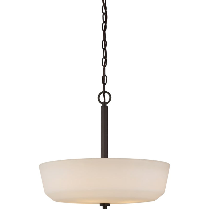 Nuvo Lighting Willow 18in 4-Light Pendant | Traditional Aged Bronze and White Glass | Kitchen Island & Dining Room | 18 x 18 x 17.625 in | Model 60-5907
