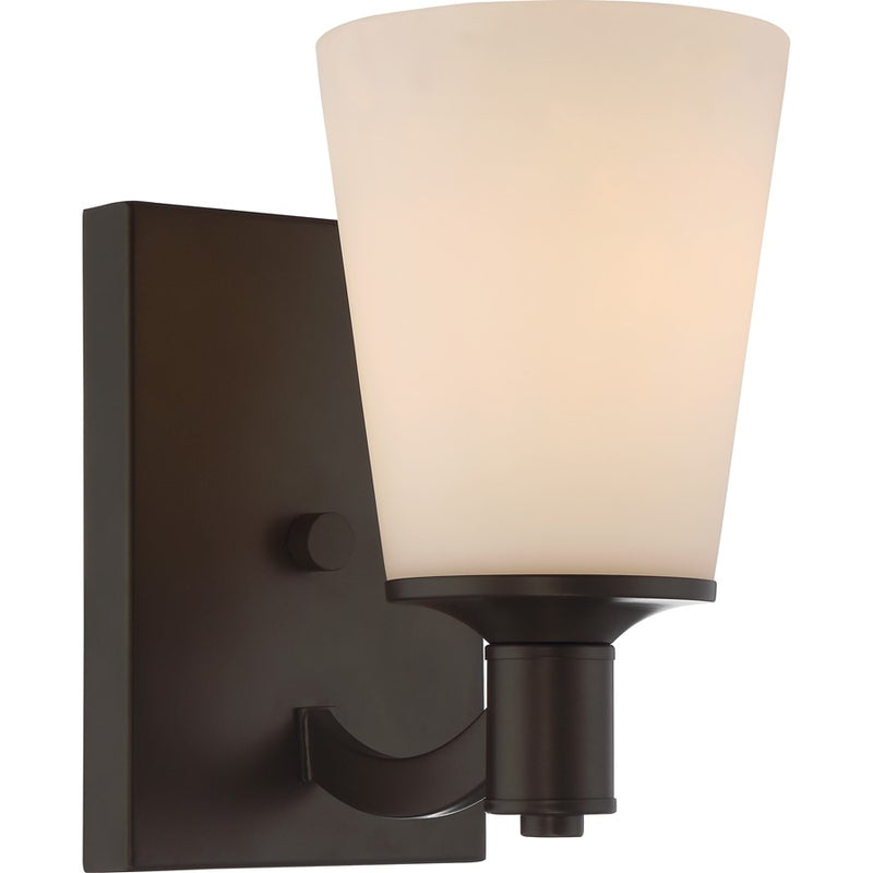 Nuvo Lighting Laguna 8.5in 1-Light Vanity Light | Traditional Aged Bronze and White Glass | Bathroom Vanity | 5.125 x 7.375 x 8.5 in | Model 60-5921