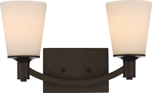 Nuvo Lighting Laguna 16in 2-Light Vanity | Traditional Aged Bronze and White Glass | Bathroom Vanity & Powder Room | 16 x 9 in, Extends | Model 60-5922