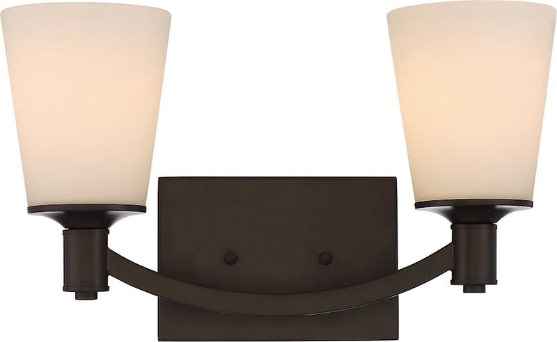 Nuvo Lighting Laguna 16in 2-Light Vanity | Traditional Aged Bronze and White Glass | Bathroom Vanity & Powder Room | 16 x 9 in, Extends | Model 60-5922