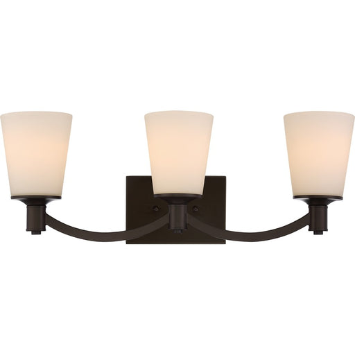 Nuvo Lighting Laguna 24in 3-Light Vanity Light | Traditional Aged Bronze and White Glass | Bathroom Vanity | 24 x 9 x 6.5 in | Model 60-5923