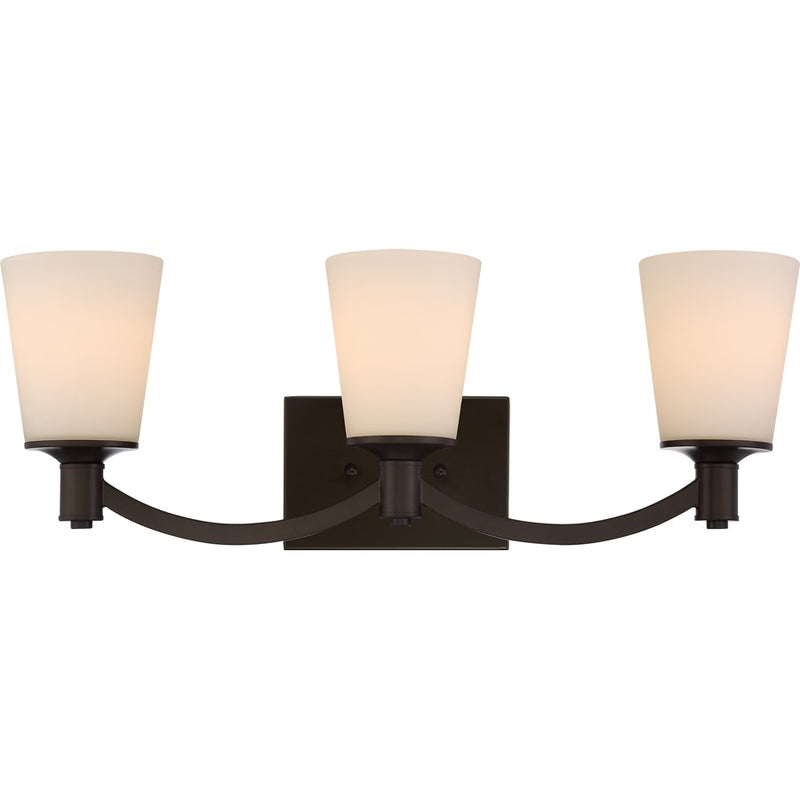 Nuvo Lighting Laguna 24in 3-Light Vanity Light | Traditional Aged Bronze and White Glass | Bathroom Vanity | 24 x 9 x 6.5 in | Model 60-5923