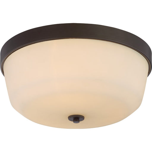 Nuvo Lighting Laguna 15in 3-Light Flush Mount | Traditional Aged Bronze and White Glass | Hallway & Bathroom | 15.125 x 15.125 x 6.75 in | Model 60-5924