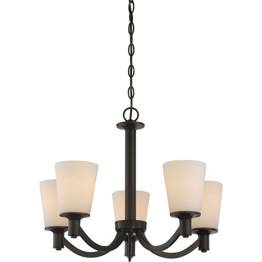 Nuvo Laguna 23in 5-Light Chandelier | Traditional Aged Bronze and White Glass | Dining Room & Living Room | 23 x 23 x 17 in | Model 60-5925