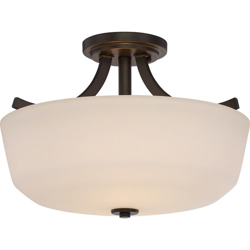 Nuvo Lighting Laguna 15in 2-Light Semi-Flush Mount | Traditional Aged Bronze and White Glass | Entryway & Hallway | 15.25 x 10.625 in | Model 60-5926