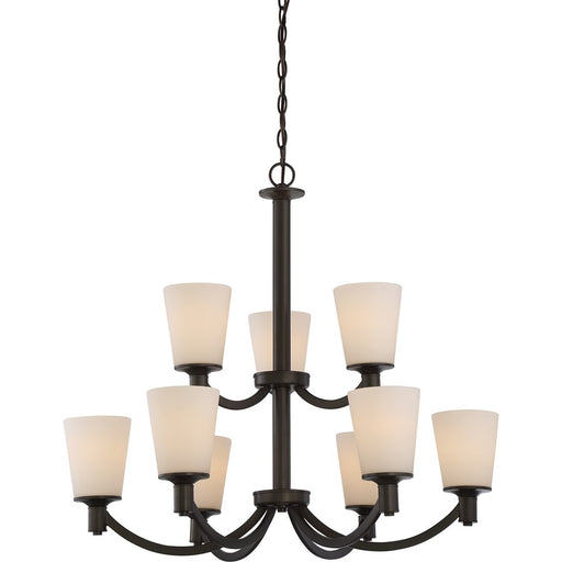 Nuvo Laguna 31in 9-Light Chandelier | Traditional Aged Bronze and White Glass | Dining Room & Living Room | 31 x 31 x 28 in | Model 60-5929