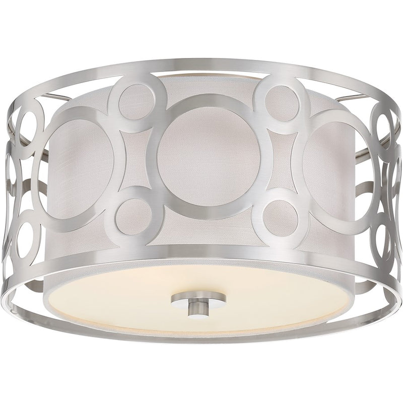 Nuvo Lighting Filigree 15in 2-Light Flush Mount | Traditional Brushed Nickel | Bedroom & Hallway Ceiling Light | 15 x 15 x 8 in, 120W | Model 60-5942