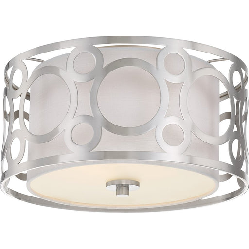 Nuvo Lighting Filigree 15in 2-Light Flush Mount | Traditional Brushed Nickel | Bedroom & Hallway Ceiling Light | 15 x 15 x 8 in, 120W | Model 60-5942