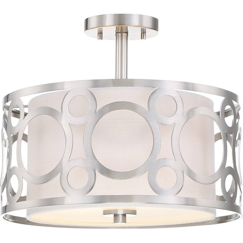Nuvo Lighting Filigree 15in 2-Light Semi Flush Mount | Traditional Brushed Nickel | Entryway & Hallway Ceiling Light | 12.5in H | Model 60-5948