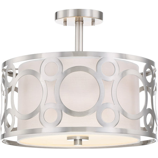 Nuvo Lighting Filigree 15in 2-Light Semi Flush Mount | Traditional Brushed Nickel | Entryway & Hallway Ceiling Light | 12.5in H | Model 60-5948