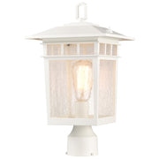 Nuvo Cove Neck 9in 1-Light Outdoor Post Lantern | Craftsman White and Seeded Glass | Walkway & Driveway | 9 x 9 x 16 in | Model 60-5951