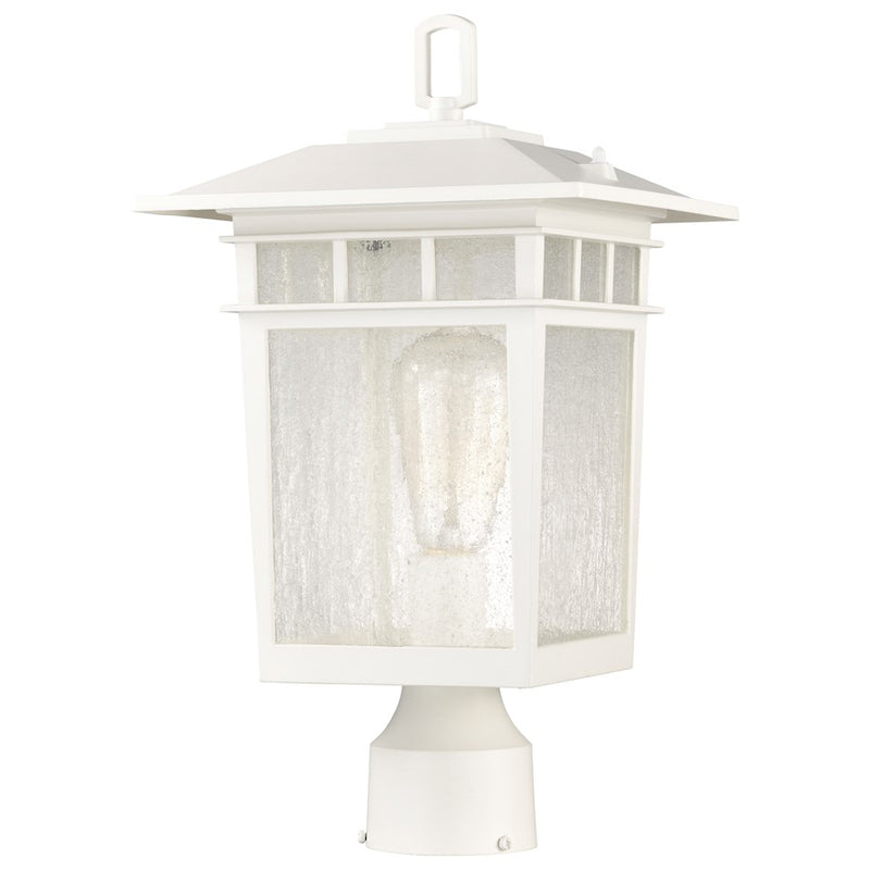 Nuvo Cove Neck 9in 1-Light Outdoor Post Lantern | Craftsman White and Seeded Glass | Walkway & Driveway | 9 x 9 x 16 in | Model 60-5951