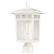 Nuvo Cove Neck 9in 1-Light Outdoor Post Lantern | Craftsman White and Seeded Glass | Walkway & Driveway | 9 x 9 x 16 in | Model 60-5951