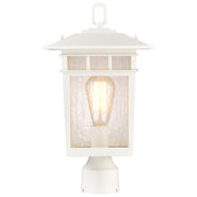 Nuvo Cove Neck 9in 1-Light Outdoor Post Lantern | Craftsman White and Seeded Glass | Walkway & Driveway | 9 x 9 x 16 in | Model 60-5951
