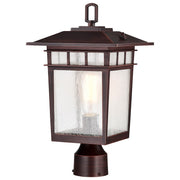 Nuvo Lighting Cove Neck 9in 1-Light Outdoor Post Lantern | Craftsman Rustic Bronze and Seeded Glass | Walkway & Patio | 9 x 9 x 16 in | Model 60-5952