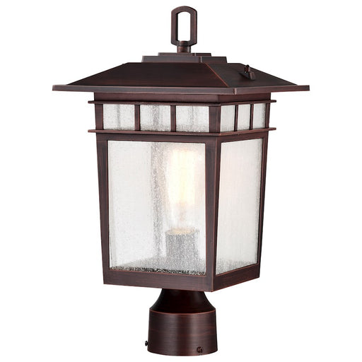 Nuvo Lighting Cove Neck 9in 1-Light Outdoor Post Lantern | Craftsman Rustic Bronze and Seeded Glass | Walkway & Patio | 9 x 9 x 16 in | Model 60-5952