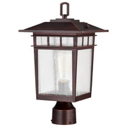 Nuvo Lighting Cove Neck 9in 1-Light Outdoor Post Lantern | Craftsman Rustic Bronze and Seeded Glass | Walkway & Patio | 9 x 9 x 16 in | Model 60-5952