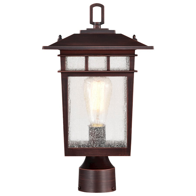 Nuvo Lighting Cove Neck 9in 1-Light Outdoor Post Lantern | Craftsman Rustic Bronze and Seeded Glass | Walkway & Patio | 9 x 9 x 16 in | Model 60-5952