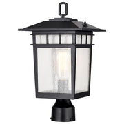 Nuvo Lighting Cove Neck 9in 1-Light Outdoor Post Lantern | Craftsman Textured Black and Clear Seeded Glass | Walkway & Driveway | 9 x 9 x | Model 60-5953