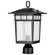 Nuvo Lighting Cove Neck 9in 1-Light Outdoor Post Lantern | Craftsman Textured Black and Clear Seeded Glass | Walkway & Driveway | 9 x 9 x | Model 60-5953