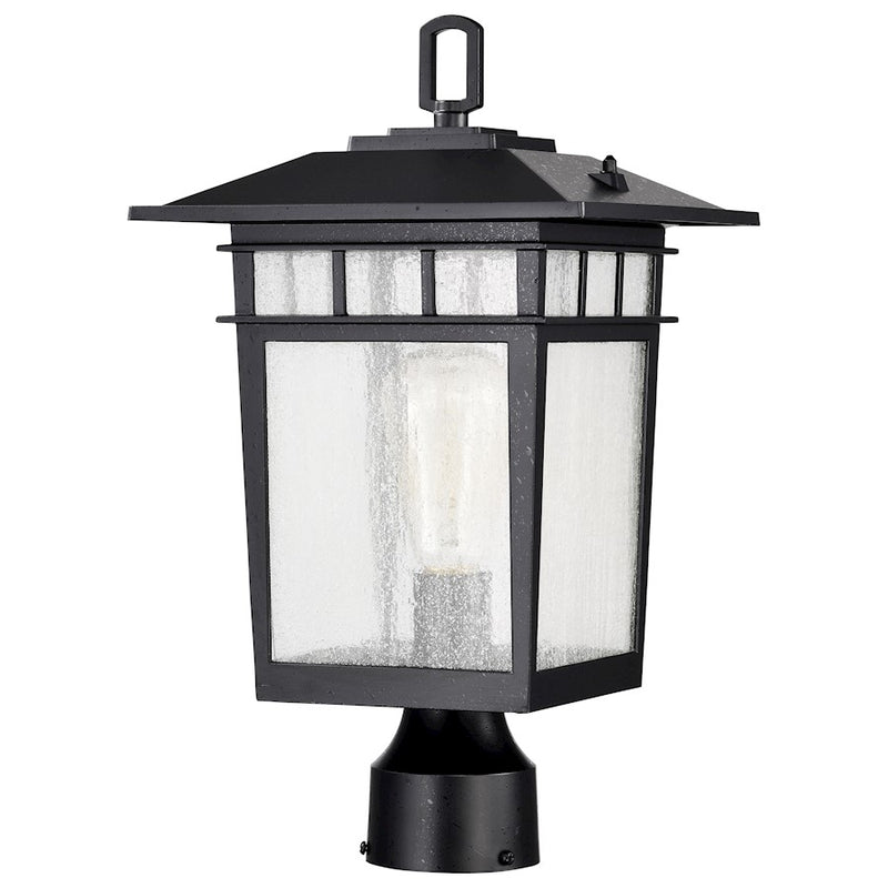 Nuvo Lighting Cove Neck 9in 1-Light Outdoor Post Lantern | Craftsman Textured Black and Clear Seeded Glass | Walkway & Driveway | 9 x 9 x | Model 60-5953