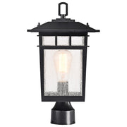 Nuvo Lighting Cove Neck 9in 1-Light Outdoor Post Lantern | Craftsman Textured Black and Clear Seeded Glass | Walkway & Driveway | 9 x 9 x | Model 60-5953