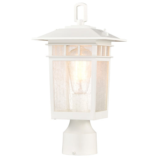 Nuvo Lighting Cove Neck 1-Light Outdoor Small Post Lantern | Craftsman White and Clear Seeded Glass | Walkway, Driveway & Patio | 7 x 7 x | Model 60-5954