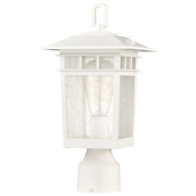 Nuvo Lighting Cove Neck 1-Light Outdoor Small Post Lantern | Craftsman White and Clear Seeded Glass | Walkway, Driveway & Patio | 7 x 7 x | Model 60-5954