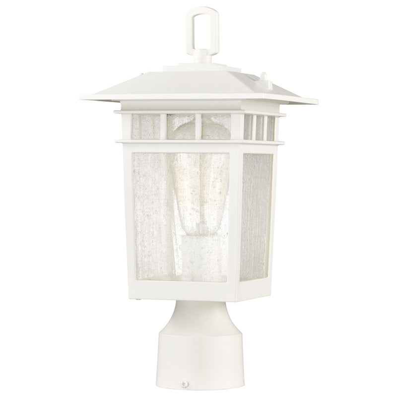 Nuvo Lighting Cove Neck 1-Light Outdoor Small Post Lantern | Craftsman White and Clear Seeded Glass | Walkway, Driveway & Patio | 7 x 7 x | Model 60-5954