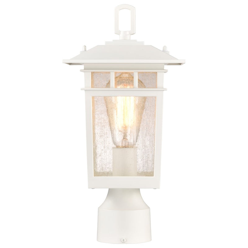 Nuvo Lighting Cove Neck 1-Light Outdoor Small Post Lantern | Craftsman White and Clear Seeded Glass | Walkway, Driveway & Patio | 7 x 7 x | Model 60-5954