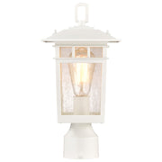 Nuvo Lighting Cove Neck 1-Light Outdoor Small Post Lantern | Craftsman White and Clear Seeded Glass | Walkway, Driveway & Patio | 7 x 7 x | Model 60-5954