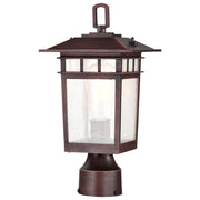 Nuvo Lighting Cove Neck 7in 1-Light Outdoor Post Lantern | Craftsman Rustic Bronze and Seeded Glass | Walkway & Driveway | 7 x 7 x 14 in | Model 60-5955