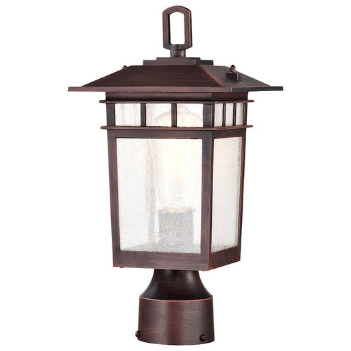 Nuvo Lighting Cove Neck 7in 1-Light Outdoor Post Lantern | Craftsman Rustic Bronze and Seeded Glass | Walkway & Driveway | 7 x 7 x 14 in | Model 60-5955