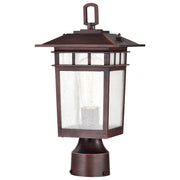 Nuvo Lighting Cove Neck 7in 1-Light Outdoor Post Lantern | Craftsman Rustic Bronze and Seeded Glass | Walkway & Driveway | 7 x 7 x 14 in | Model 60-5955